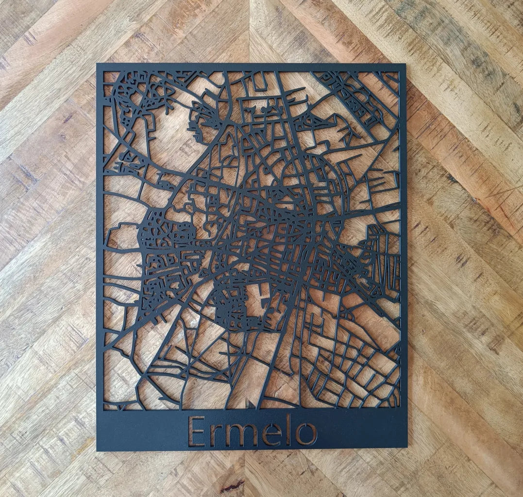 Rechthoekige stadskaart van hout