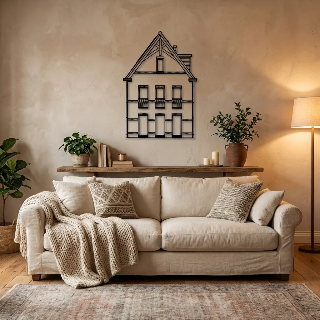 Uitgesneden lijntekening van een huis