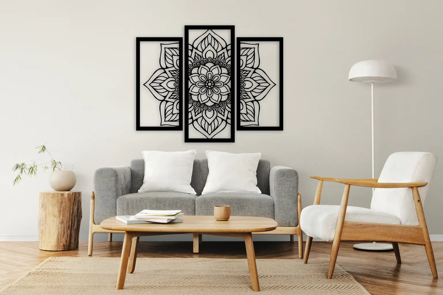 Houten wanddecoratie - Mandala bloem 3 - luik