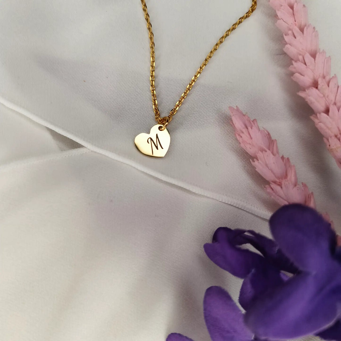Ketting - Gold'n Heart Small - Stainless Steel |  Gepersonaliseerd met Letter