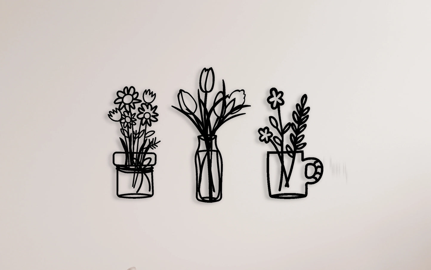 Wanddecoratie bloemen 3 luik