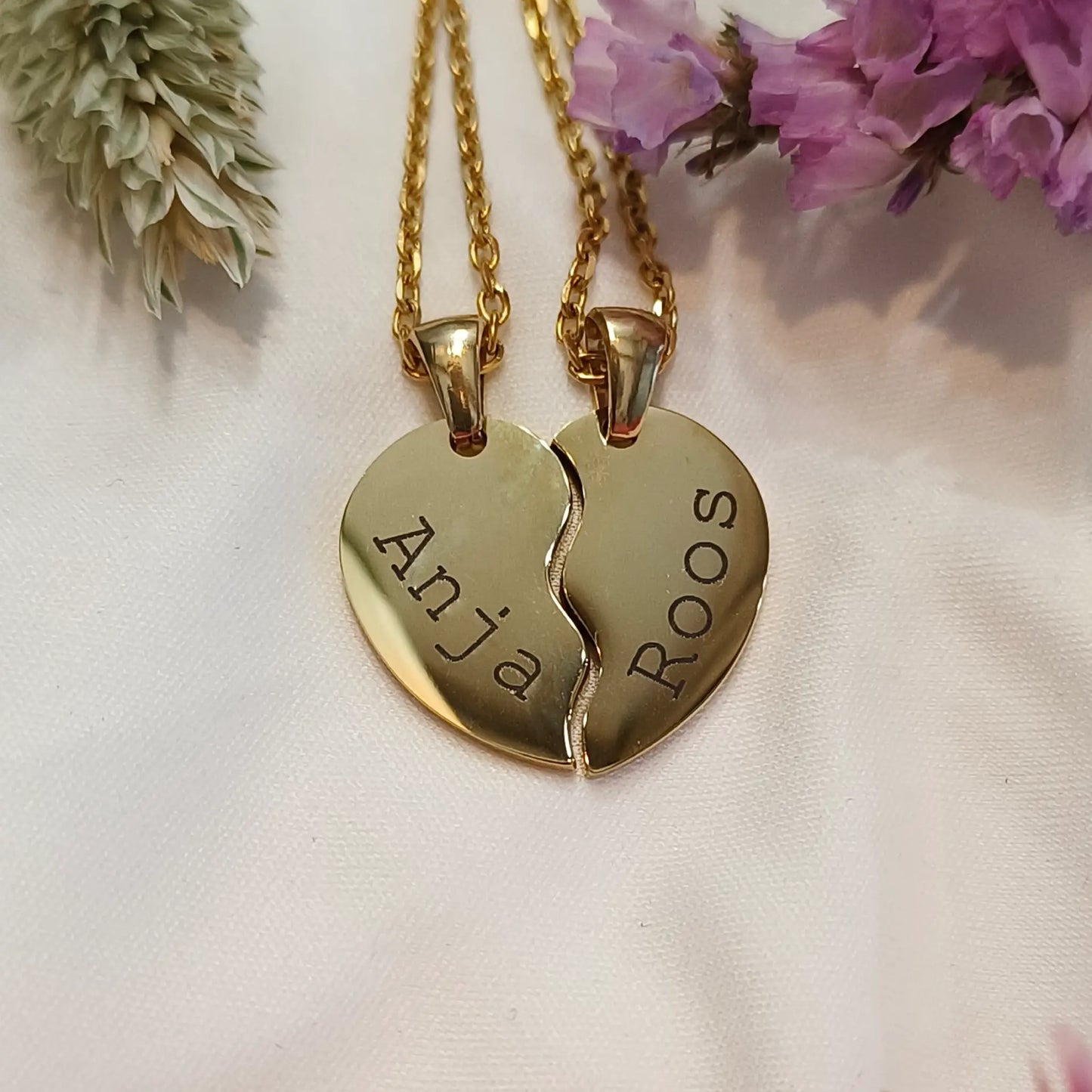 Ketting - Gebroken hart - Gepersonaliseerd met Namen