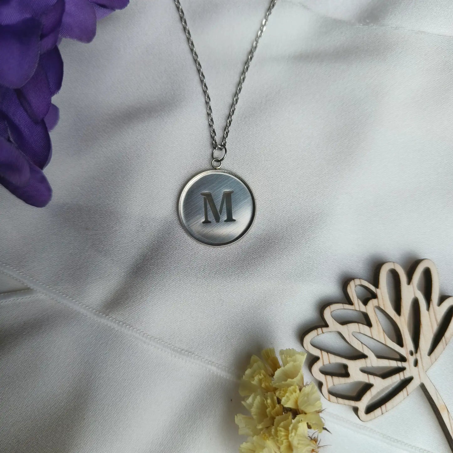 Ketting - Silv'r Medallion - Stainless Steel |  Gepersonaliseerd met Letter