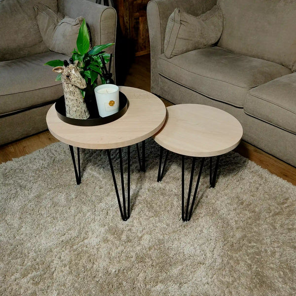 Set Ronde Salontafel - Eikenhout - 40cm en 50cm
