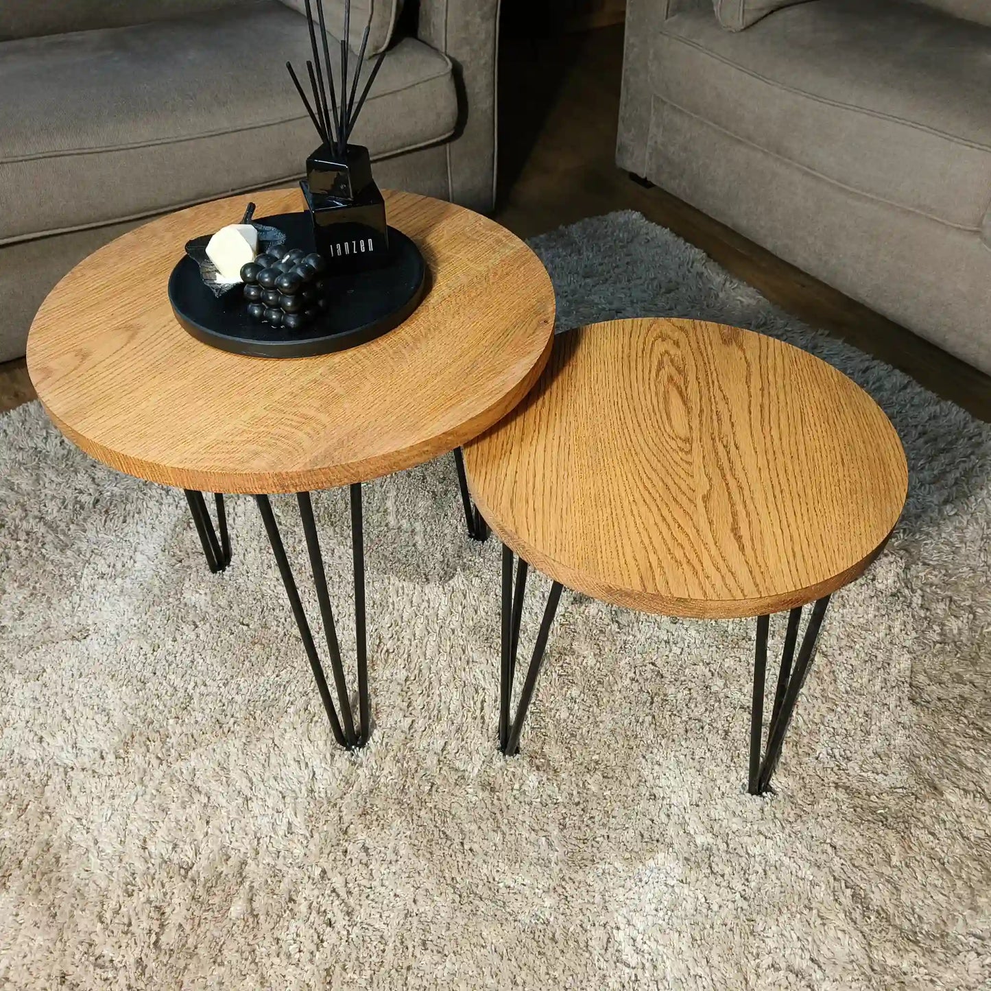 Set Ronde Salontafel - Eikenhout - 40cm en 50cm