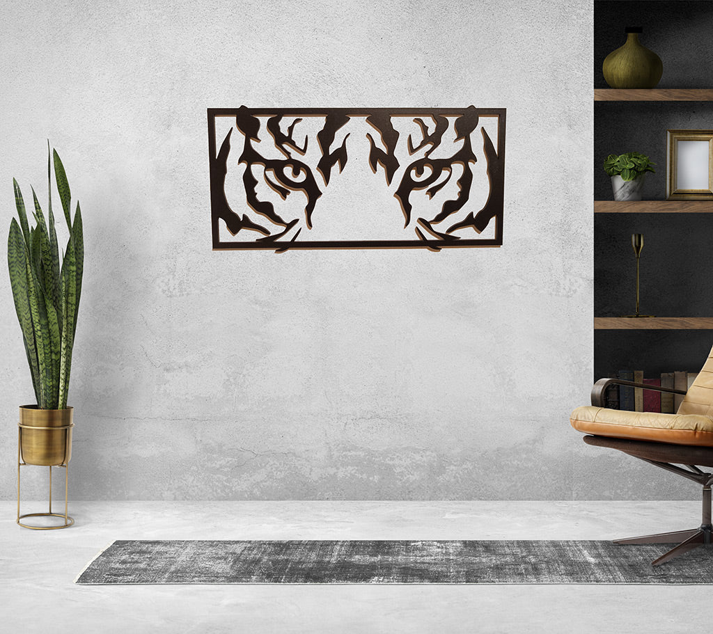 Houten wanddecoratie van een tijger