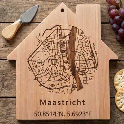 Stadskaart op Huis-borrelplank