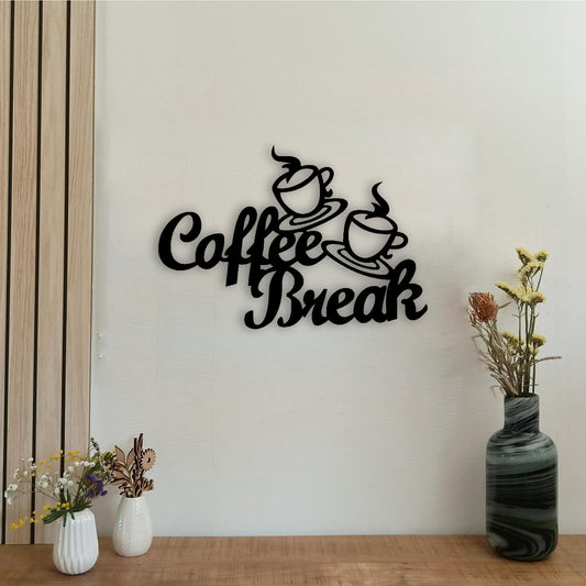 Houten wanddecoratie - Coffee break - Koffie