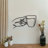 Houten wanddecoratie - Tekening koffie