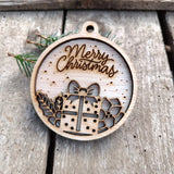 Houten kerstballen met achtergrond