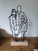 Lijntekening van foto met houder