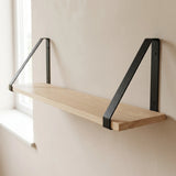 Beuken Wandplank met Mat Zwarte Wandbeugels - Inclusief Bevestiging