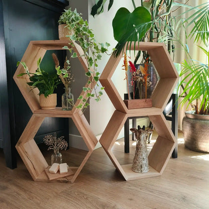 Houten Hexagons - Eikenhout - Houten Wanddecoratie