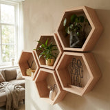 Houten Hexagons - Beukenhout - Houten Wanddecoratie