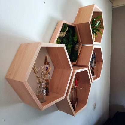 houten eiken hexagon wandplanken