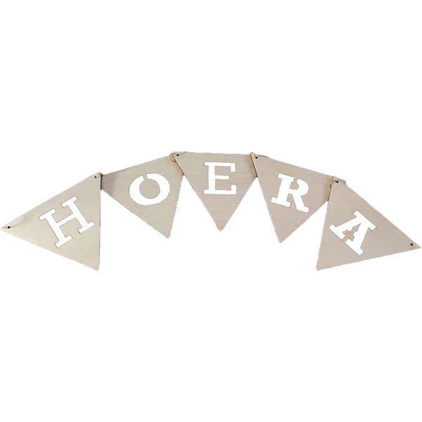 Houten vlaggetjes - Hoera