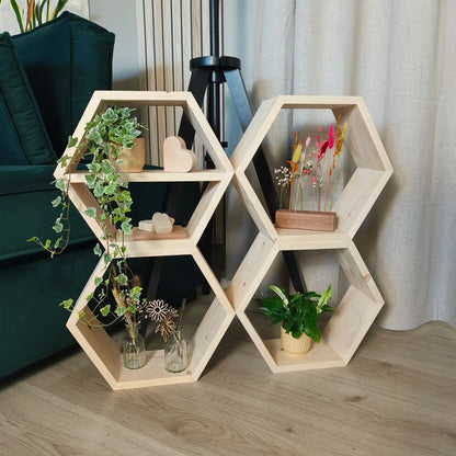 Houten vuren hexagons woondecoratie