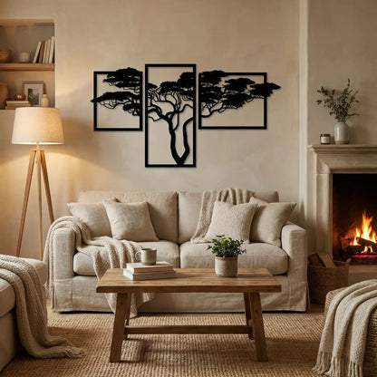 houten wanddecoratie drie luik acacia boom