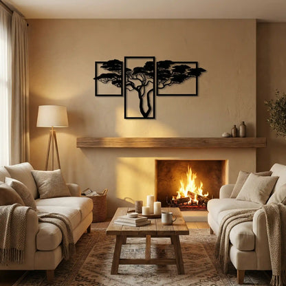 houten wanddecoratie drie luik acacia boom