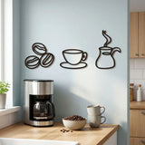 Houten wanddecoratie - Koffie 3-luik - Keuken en koffiehoek