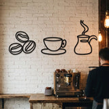 Houten wanddecoratie - Koffie 3-luik - Keuken en koffiehoek