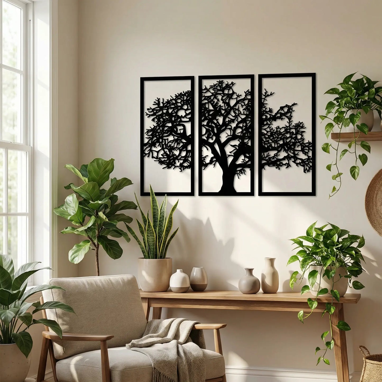 Houten wanddecoratie - Levensboom - 3 luik