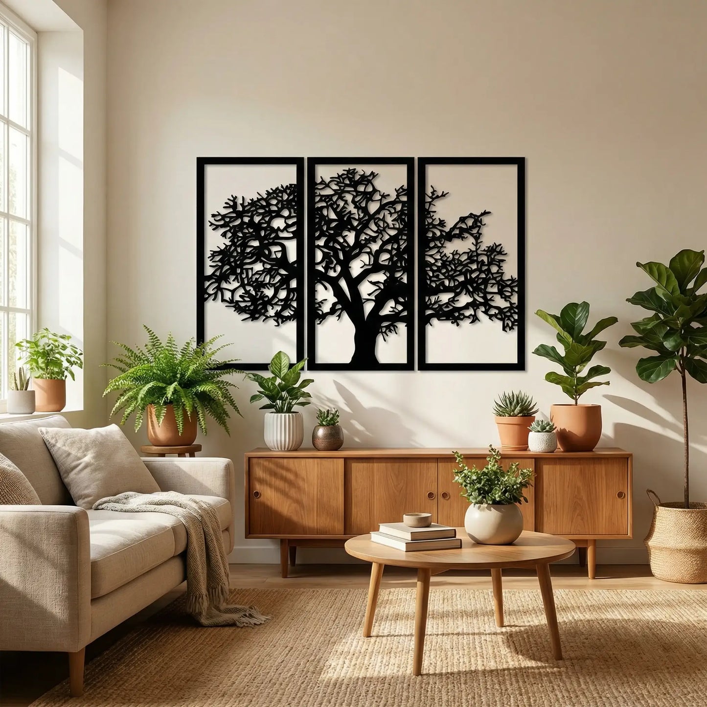 Houten wanddecoratie - Levensboom - 3 luik