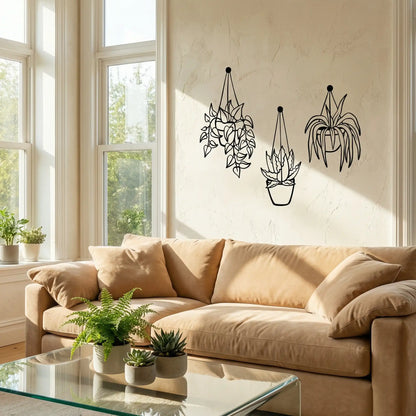 Houten wanddecoratie - vetplanten - 3 luik