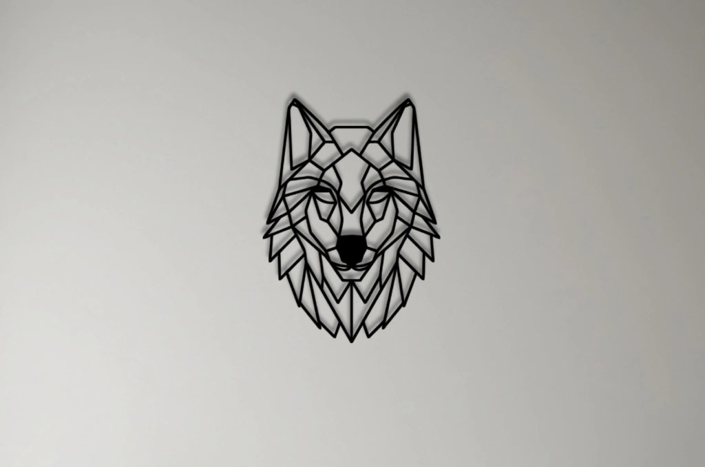 Houten wanddecoratie - Geometrische Wolf