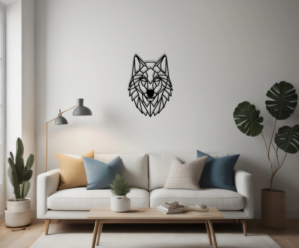 Houten wanddecoratie - Geometrische Wolf