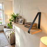 Beuken Wandplank met Mat Zwarte Wandbeugels - Inclusief Bevestiging
