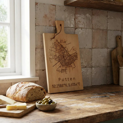 Stadskaart op borrelplank