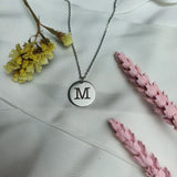 Ketting - Silv'r Coin - Geborsteld Stainless Steel | Gepersonaliseerd met Letter