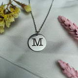 Ketting - Silv'r Coin - Geborsteld Stainless Steel | Gepersonaliseerd met Letter