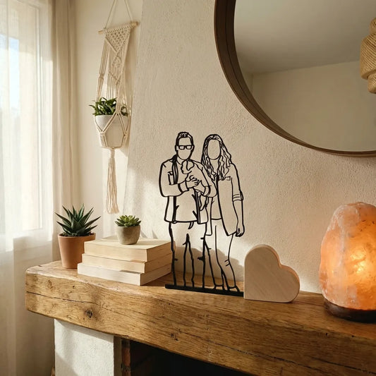 Lijntekening met hart als houder