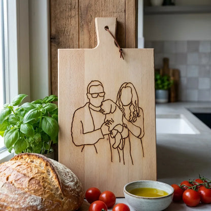 Lijntekening op een borrelplank