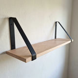 Beuken Wandplank met Mat Zwarte Wandbeugels - Inclusief Bevestiging