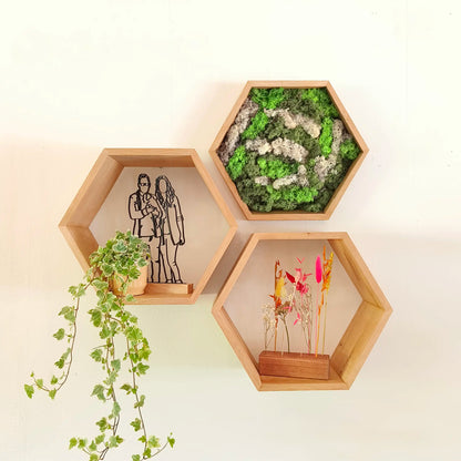 Eikenhout Hexagon - Moswand [Combi deal]