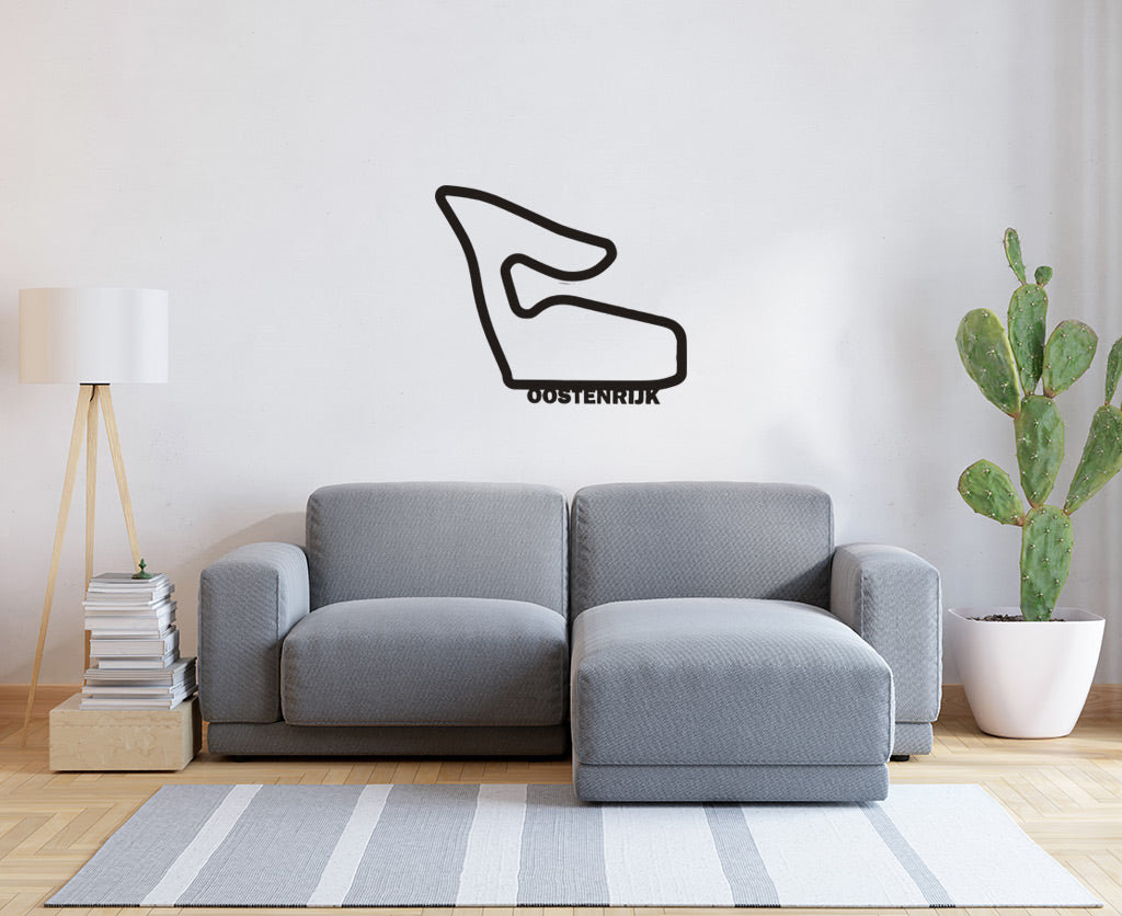 Houten wanddecoratie van het circuit in Oostenrijk in het zwart